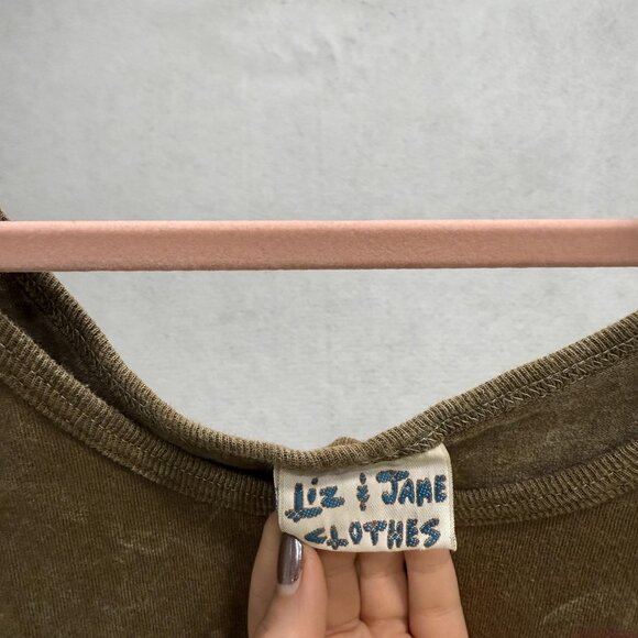 Liz & Jane Dress Womens Medium Large Brown Sun Print Sleeveless Boho Made USA - Picture 3 of 9